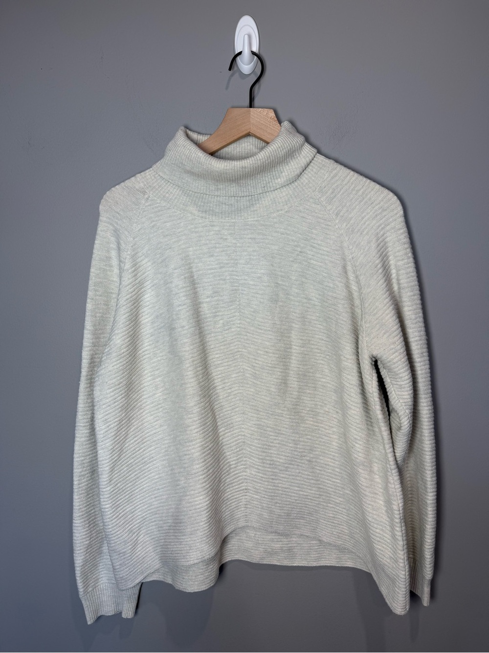 Kuhl XL Merino Wool‎ Blend Rib Knit Turtleneck Sweater Oatmeal